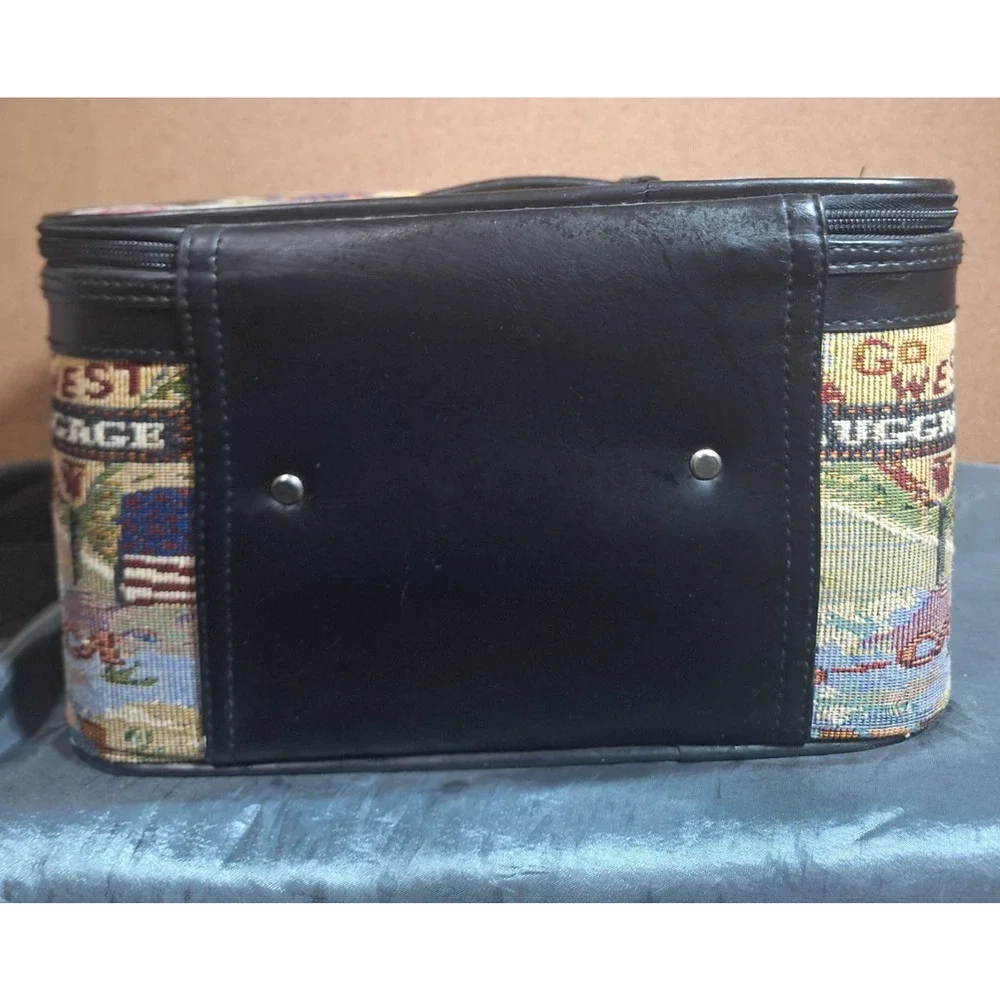 VTG Pioneer Express Route 66 Tapestry Travel Makeup Hard Suit Case Bag &Mirror